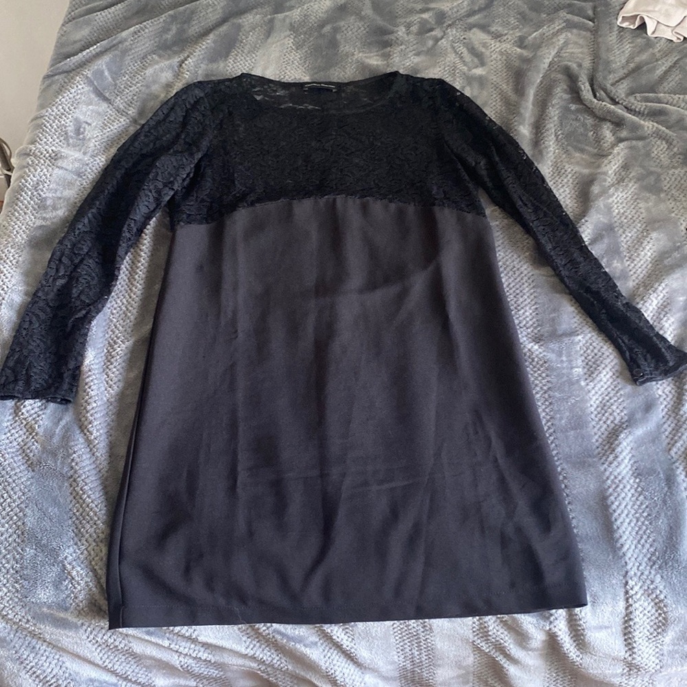 Cristina Gavioli balck dress, half lace half stretchy material. Size L.